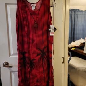R&K Women's Red Palm Tree SunDress 52"long